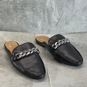 JOURNEE COLLECTION Women's Black Lizard Embossed Hazina Square-Toe Slip-On Mules